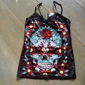Sugar Skull Cami w/lace.